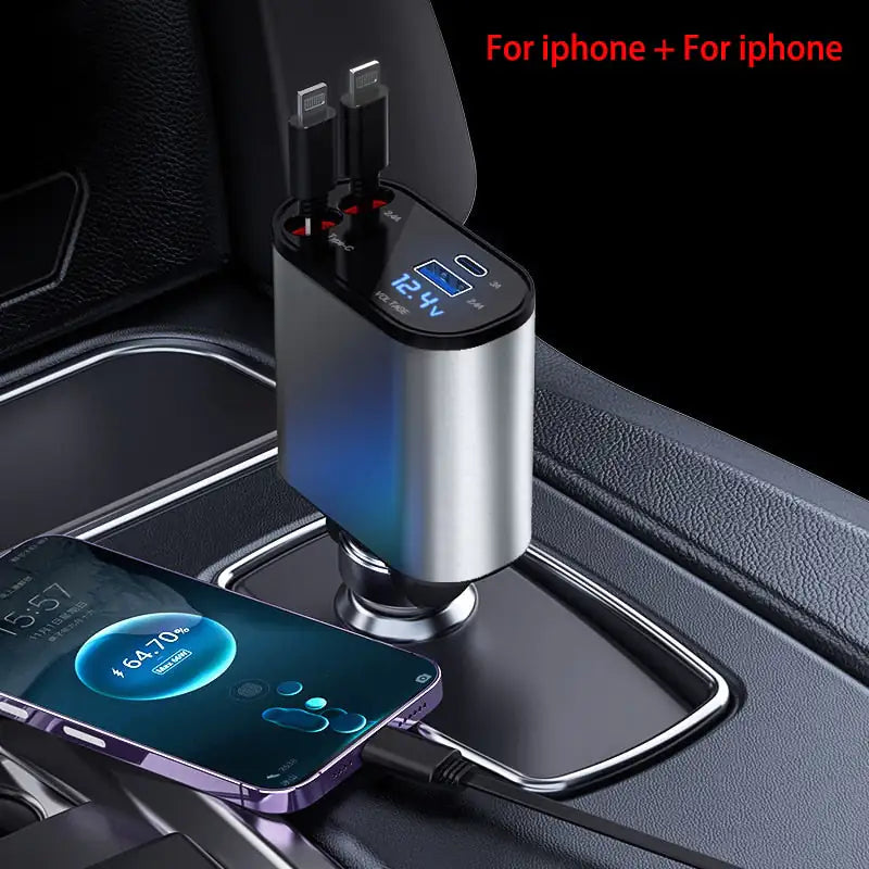 "Retractable Car Charger with 2 USB Ports – Travel Charged!"