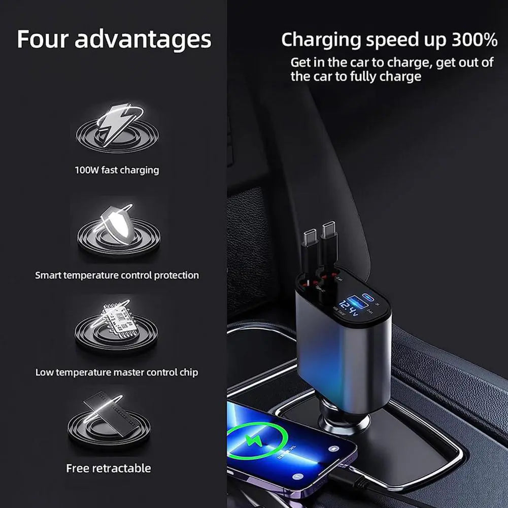 "Retractable Car Charger with 2 USB Ports – Travel Charged!"